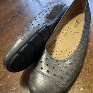 Gabor hovercraft leather metallic flats